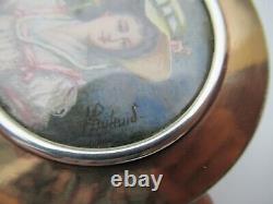 Ancien Tabatiere Silver Massif Miniature Cartoon Popular Art Antique Snuff Box