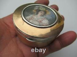 Ancien Tabatiere Silver Massif Miniature Cartoon Popular Art Antique Snuff Box