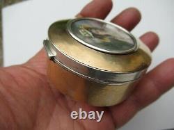 Ancien Tabatiere Silver Massif Miniature Cartoon Popular Art Antique Snuff Box