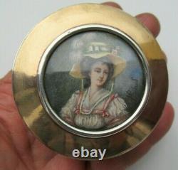 Ancien Tabatiere Silver Massif Miniature Cartoon Popular Art Antique Snuff Box