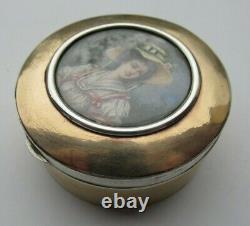 Ancien Tabatiere Silver Massif Miniature Cartoon Popular Art Antique Snuff Box