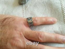 Ancienne Bague Chevalier To The Weapons Of Jeanne D'ark Argent Massif Vermeil Ring