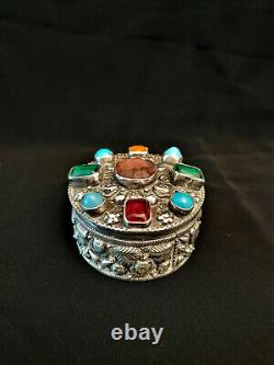 Ancienne Box Argent Massif Egypt Decor Pharaon Cabochons Solid Silver Box