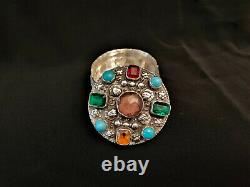 Ancienne Box Argent Massif Egypt Decor Pharaon Cabochons Solid Silver Box