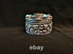 Ancienne Box Argent Massif Egypt Decor Pharaon Cabochons Solid Silver Box