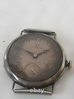 Ancienne Omega Military Watch Ww1 Solid Silver Waltham Military Watch