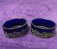 Ancienne Pair Of Cristal Blue Salers And Massing Argent Massif 19th