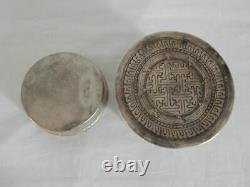 Ancienne Superbe China Tea Box North West Xinjiang In Argent Massif Xixe