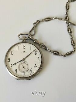 Ancienne Watch A Gosset Omega Silver Massif Chain Art Deco Old Pocket Watch