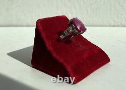 Ancienne bague, woman, solid silver and semi-precious red stone to identify