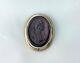 Ancient 19th Century Vermeil Intaglio Brooch Solid Silver Gold-plated Cameo Jewelry