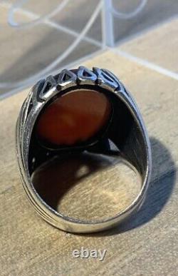 Ancient Afghan Ring In Solid Silver Beginning XX Century + Beautiful Agate
