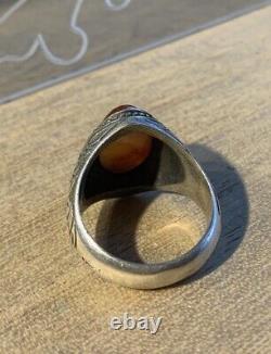 Ancient Afghan Ring In Solid Silver Late XIX Beginning XX Century + Beautiful Agate