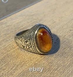 Ancient Afghan Ring In Solid Silver Late XIX Beginning XX Century + Beautiful Agate