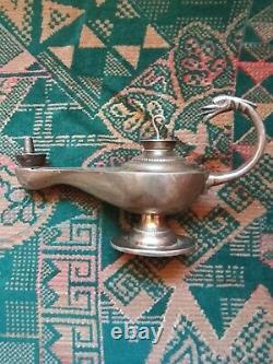 Ancient Aladdin-type oil lamp in solid 925 sterling silver