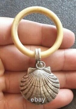 Ancient And Rare Baby Shock Shell Shape Silver Massif