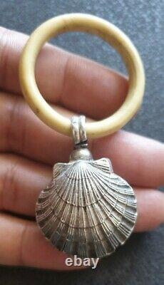 Ancient And Rare Baby Shock Shell Shape Silver Massif