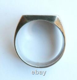 Ancient Art Deco solid silver signet ring