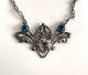 Ancient Art Nouveau Solid Silver Glass Jewelry Necklace By Charles Horner