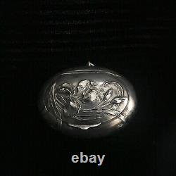 Ancient Art Nouveau solid silver pendant with iris decoration