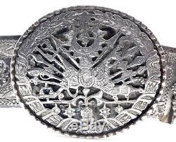 Ancient Belt In Sterling Silver Empire Ottoman Xixeme Coat Of Arms