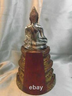 Ancient Buddha Goddess Silver Massive Statue Asian Buddha Silver China