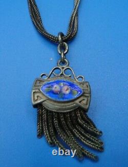 Ancient Châtelaine Watch Chain Solid Silver Enamelled XIX