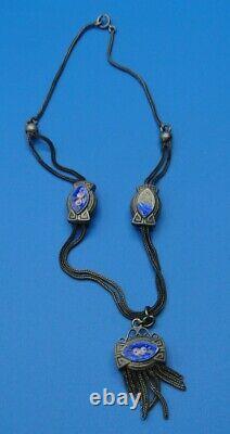 Ancient Châtelaine Watch Chain Solid Silver Enamelled XIX