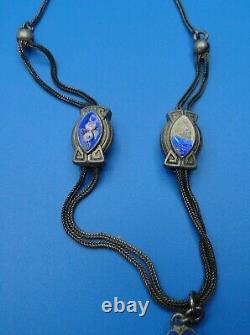 Ancient Châtelaine Watch Chain Solid Silver Enamelled XIX