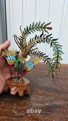 Ancient Chinese Phoenix in Gilded Sterling Silver and Cloisonné
