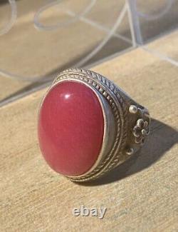 Ancient Chinese Ring Xix-xx Century, Silver Massif, Beautiful Jade Stone