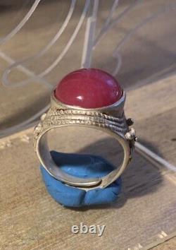 Ancient Chinese Ring Xix-xx Century, Silver Massif, Beautiful Jade Stone