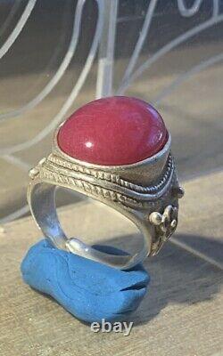 Ancient Chinese Ring Xix-xx Century, Silver Massif, Beautiful Jade Stone