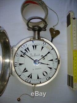 Ancient Coach Watch Bellard Paris XVIII Dry Silver Pendulum Cartel