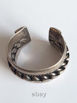 Ancient Cuff Bracelet, Solid Silver, 235.2 Gr, Egyptian Poinçon Title 800