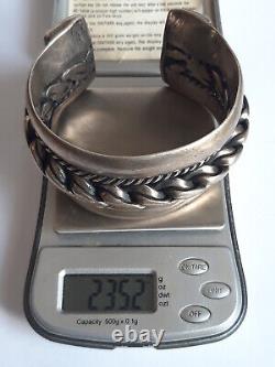 Ancient Cuff Bracelet, Solid Silver, 235.2 Gr, Egyptian Poinçon Title 800