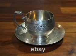 Ancient Cup In Solid Silver Chiseled Lions 19th By Ravinet D'enfert