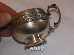 Ancient Cup In Solid Silver Chiseled Lions 19th By Ravinet D'enfert