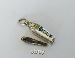 Ancient Egyptian Solid Silver Enamelled Sarcophagus Pendant Opening with Mummy