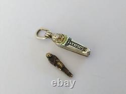 Ancient Egyptian Solid Silver Enamelled Sarcophagus Pendant Opening with Mummy