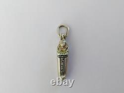 Ancient Egyptian Solid Silver Enamelled Sarcophagus Pendant Opening with Mummy