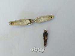 Ancient Egyptian Solid Silver Enamelled Sarcophagus Pendant Opening with Mummy