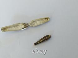 Ancient Egyptian Solid Silver Enamelled Sarcophagus Pendant Opening with Mummy