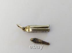 Ancient Egyptian Solid Silver Enamelled Sarcophagus Pendant Opening with Mummy