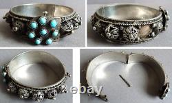 Ancient Ethnic Bracelet in Solid Silver + Colonial Silver Beads 77 gr