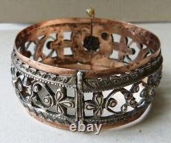 Ancient Ethnic Silver Bracelet Set with Solid Silver and Diamonds