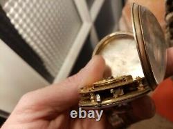 Ancient Gousset Watch With Rooster Silver Massive Dial Email Paints Polychrome Superb