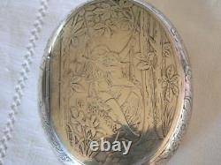 Ancient Gr Solid Silver Box Tabatière Decor Romantic (spring) 83 Gr