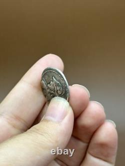Ancient Greco-Bactrian coin of Eucratides I in solid silver tetradrachm