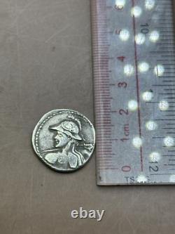 Ancient Greco-Bactrian coin of Eucratides I in solid silver tetradrachm